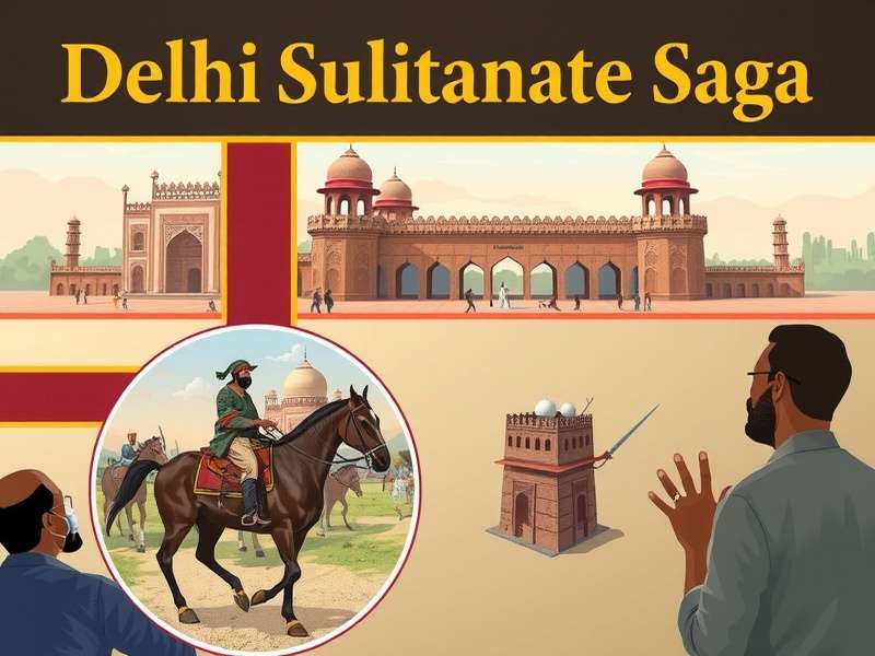 Delhi Sultanate Saga game banner featuring Mughal architecture and armies